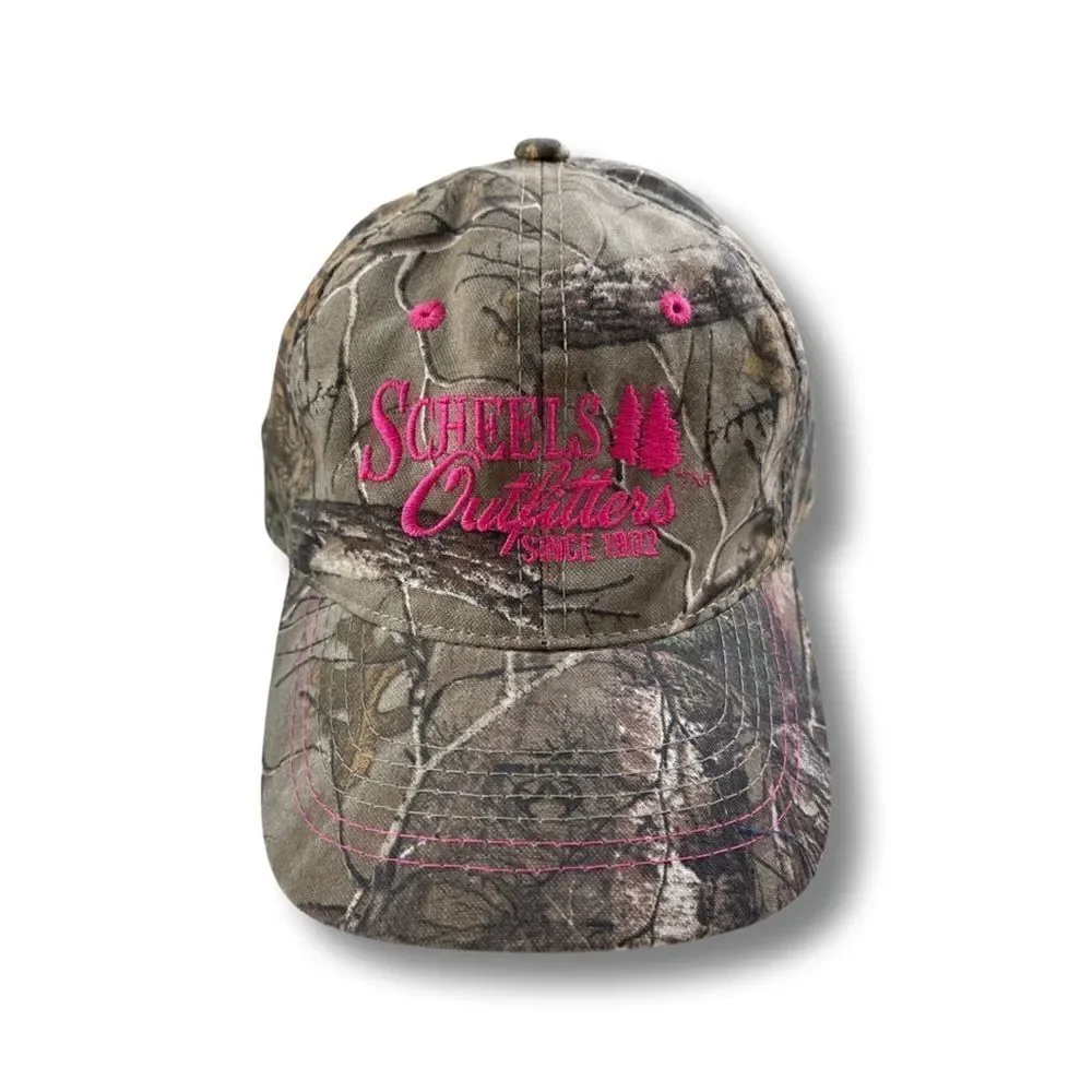 Scheels Outfitters Pink Logo Camouflage Ladies Fit Hat